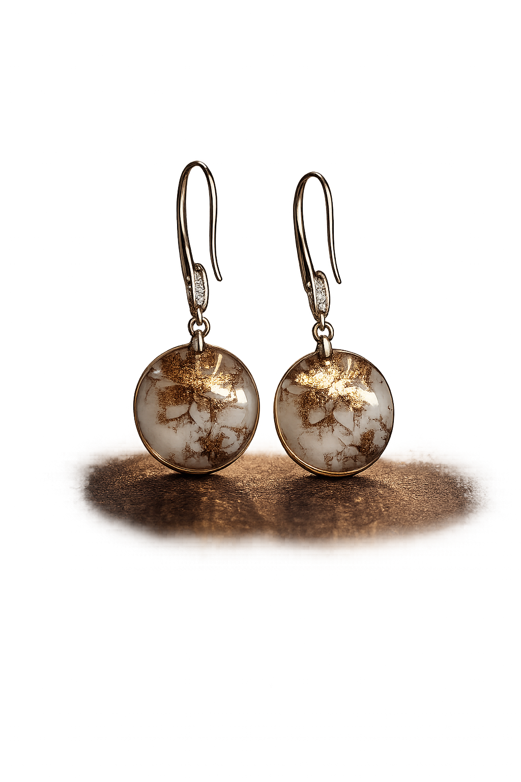 Handmade White & Gold Porcelain Drop Earrings