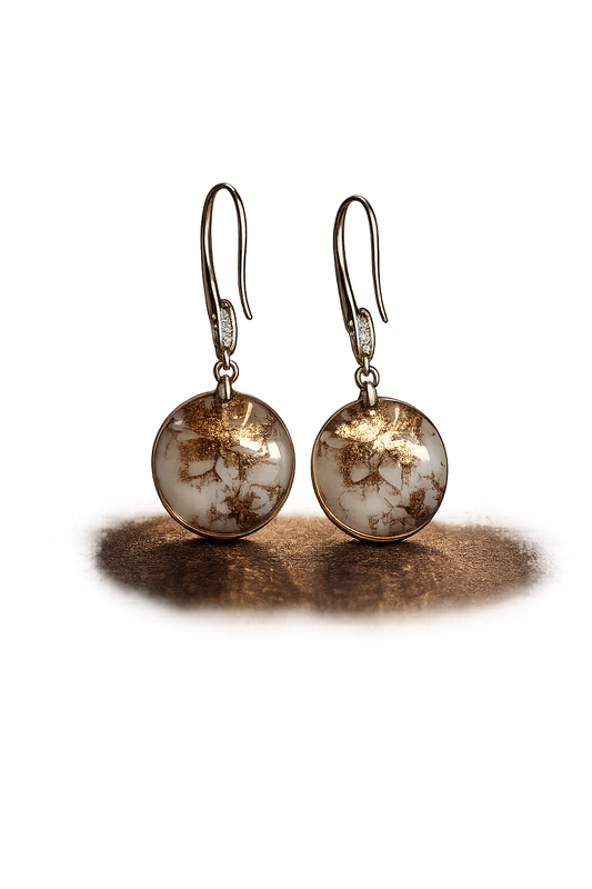 Handmade White & Gold Porcelain Drop Earrings