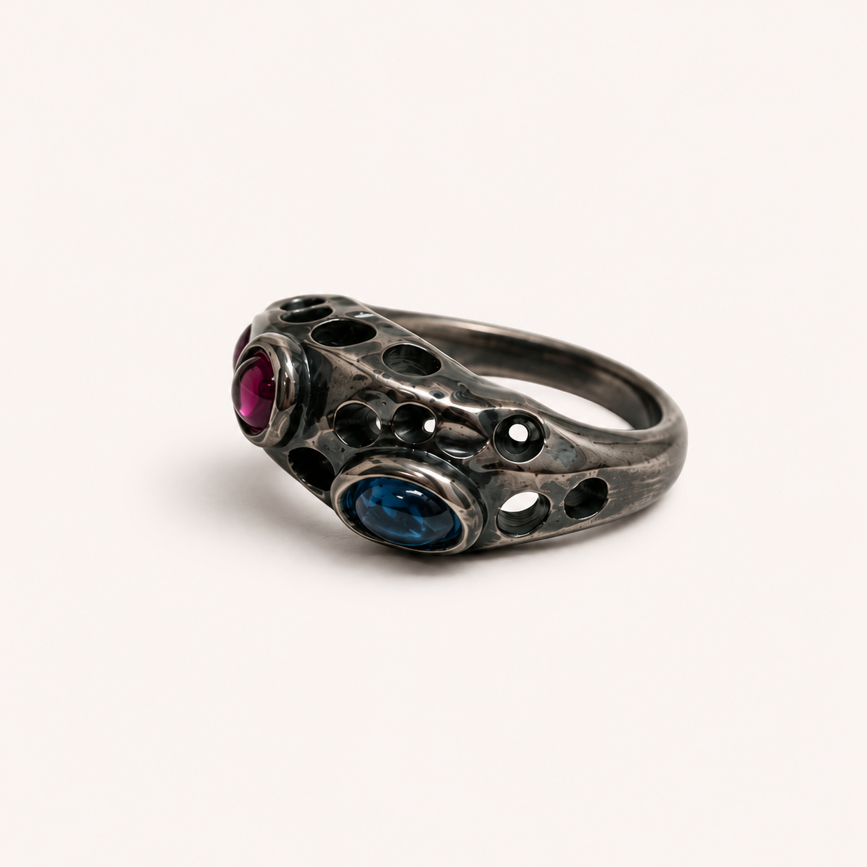 Blue & Garnet Statement Ring