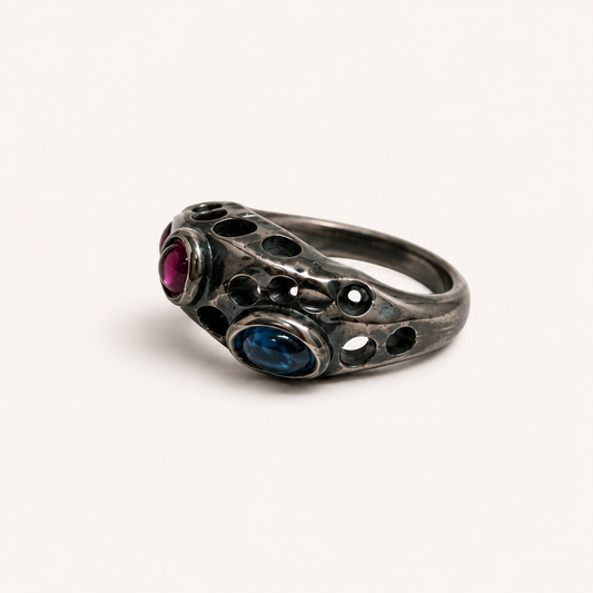 Blue & Garnet Statement Ring