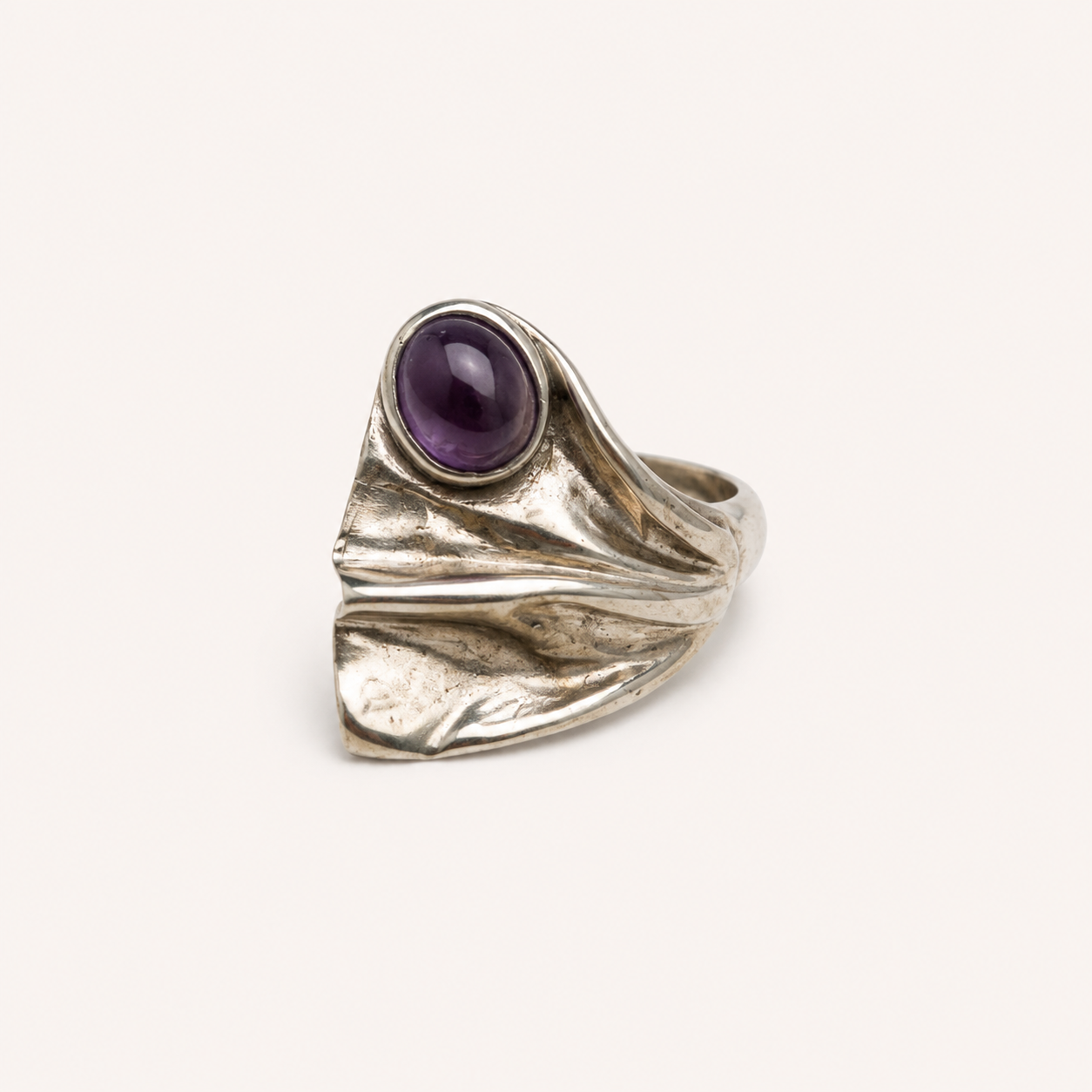 Amethyst & Blue Sapphire Sculptural Statement Ring