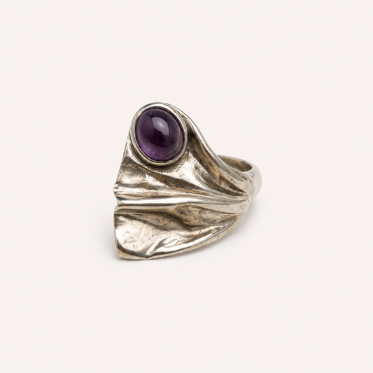 Amethyst & Blue Sapphire Sculptural Statement Ring