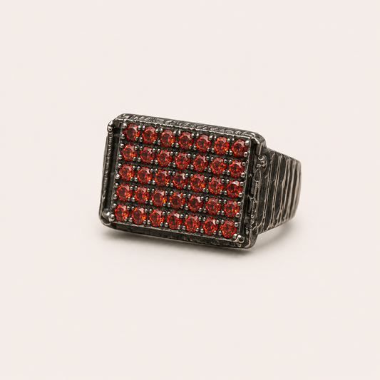 Orange Crystal Statement Ring