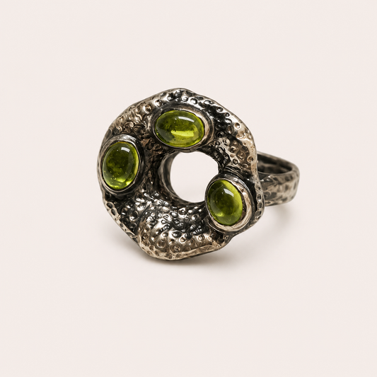 Peridot Open Circle Statement Ring