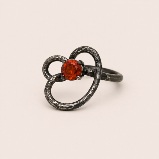 Abstract Orange Gemstone Solitaire Ring