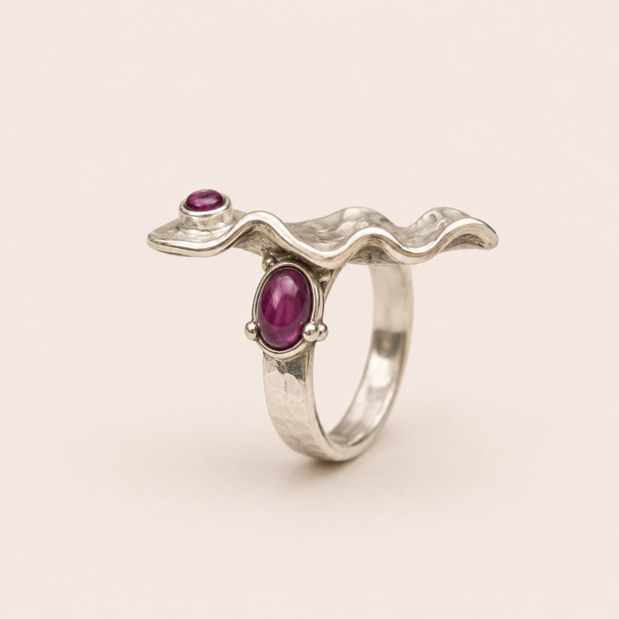 Double Ruby Sculptural Statement Ring
