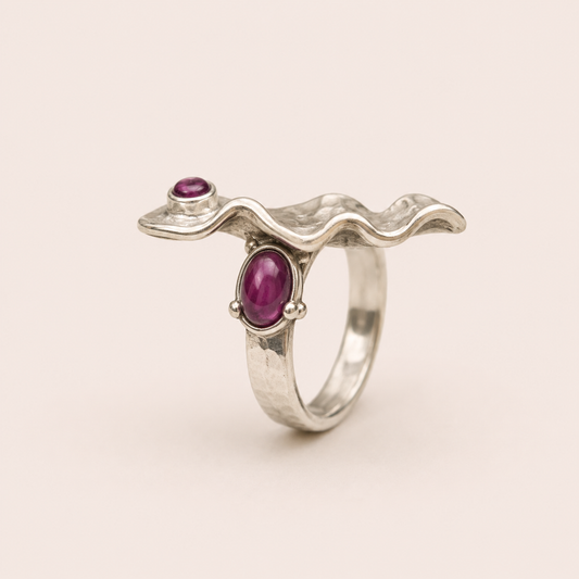 Double Ruby Sculptural Statement Ring