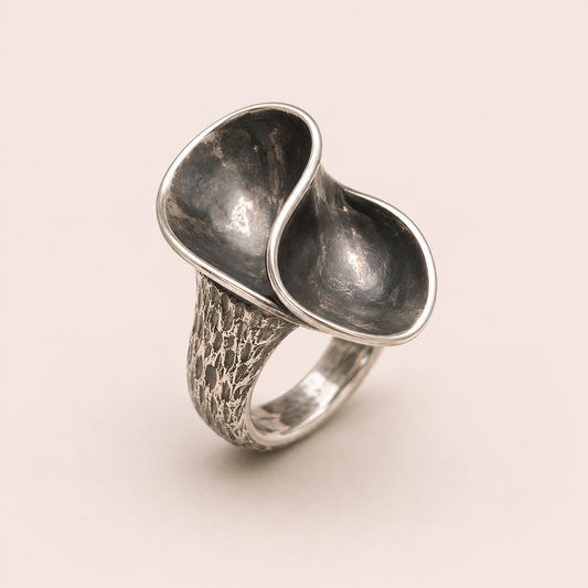 Sculptural Silver Statement Ring