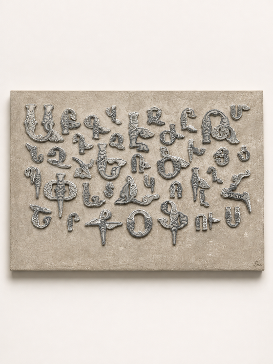 Silver Armenian Alphabet Art