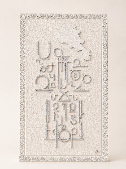 Eternal Script of Armenia – Sand Textured Alphabet Art