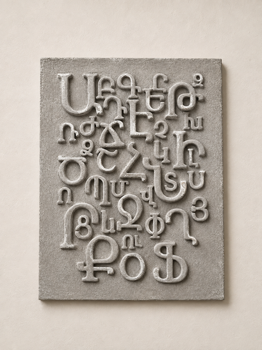 Silver and Grey Armenian Alphabet Art