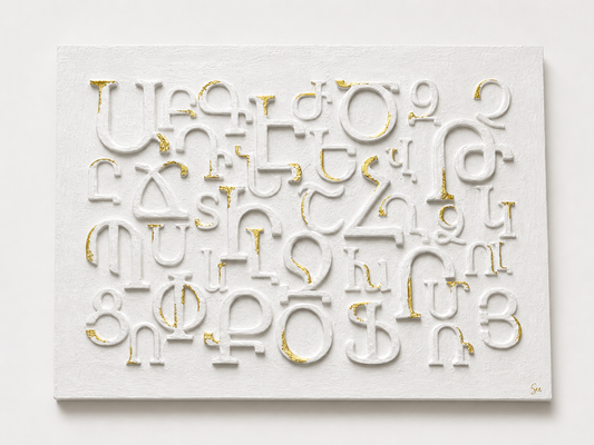 Big Gold and White Armenian Alphabet Art/Customizable