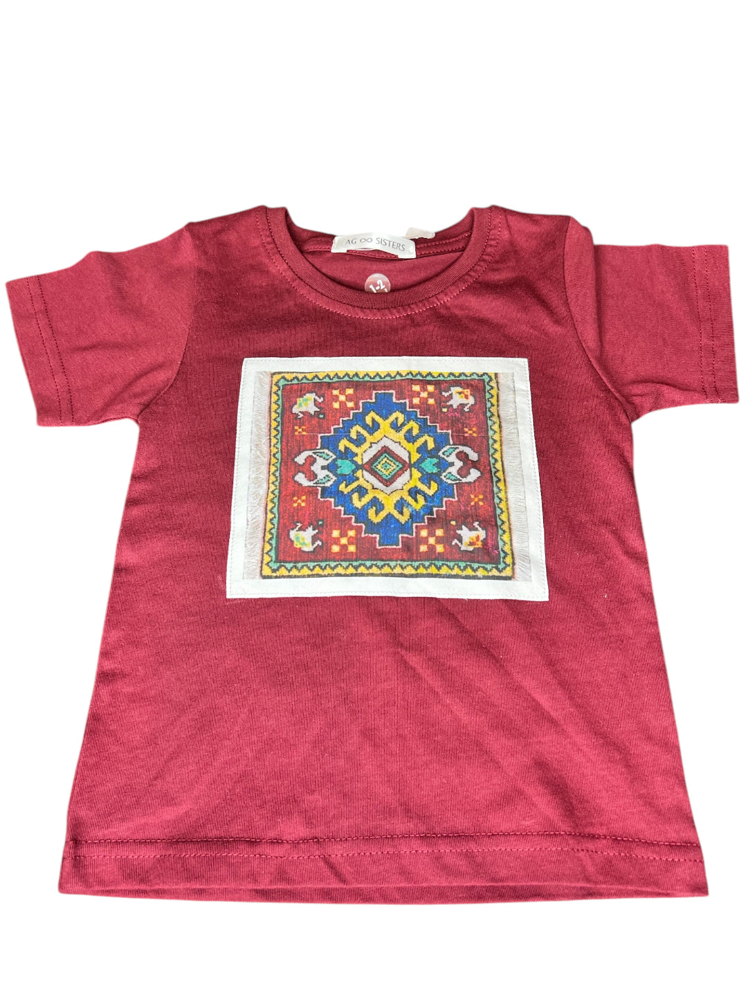 Red T-Shirt with Armenian Rug Design