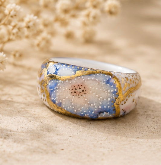 Handmade Floral Porcelain Statement Ring