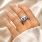 Handmade White & Blue Porcelain Floral Statement Ring