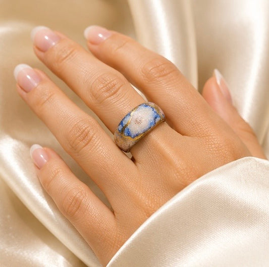 Handmade Floral Porcelain Statement Ring
