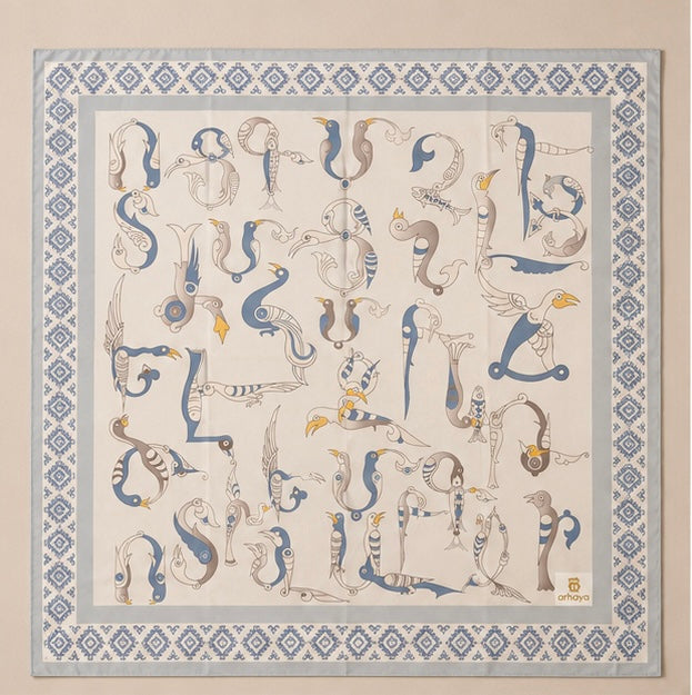Armenian Bird Alphabet Scarf