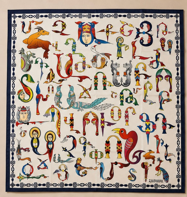 Armenian Bird Alphabet Scarf
