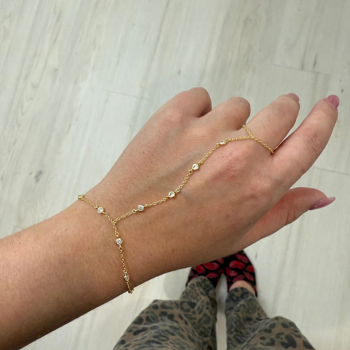 Floating Diamond Hand Chain Bracelet