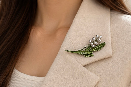 Multiple Leafed Pearl Brooch