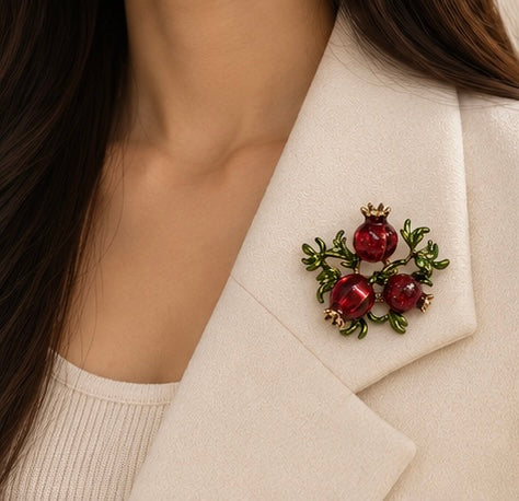 Jeweled Pomegranate Garden Brooch