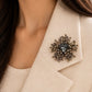 Champagne Eclipse Starburst Brooch