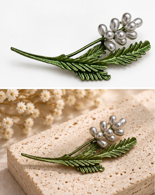 Multiple Leafed Pearl Brooch