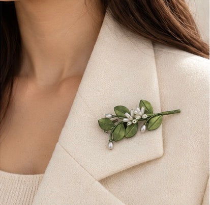 Ivory Blossom Branch Brooch