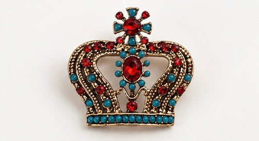 Royal Mosaic Crown Brooch