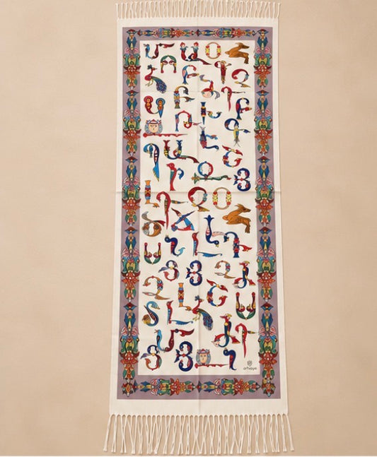 Colorful Armenian Alphabet Cashmere Scarf
