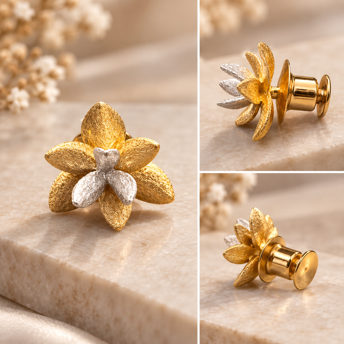 Petal Bloom Two-Tone Flower Pin