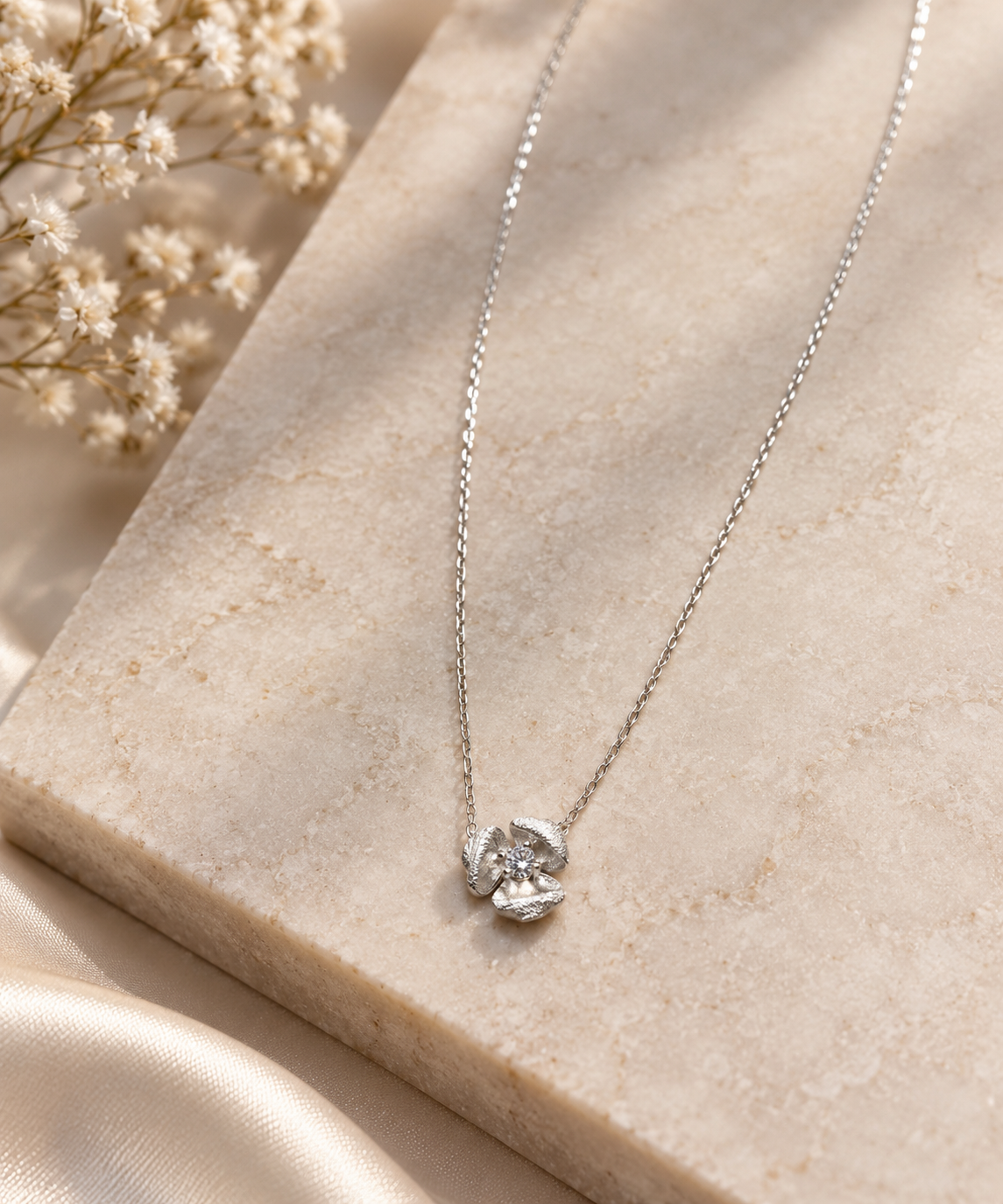 Celeste Bloom Crystal Flower Necklace