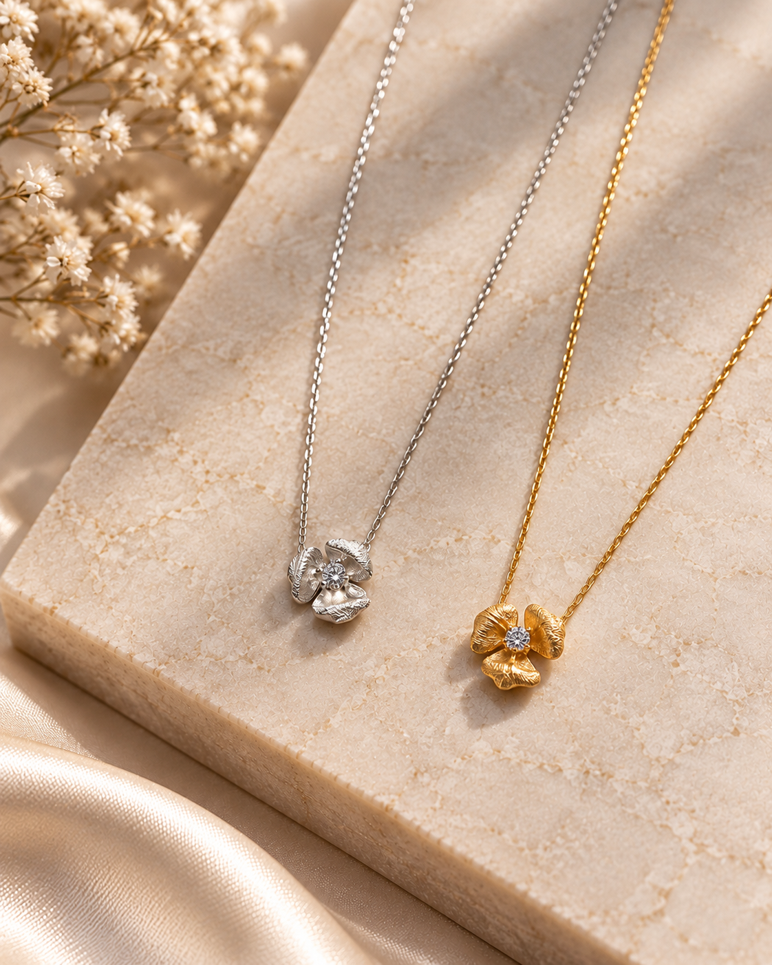 Celeste Bloom Crystal Flower Necklace