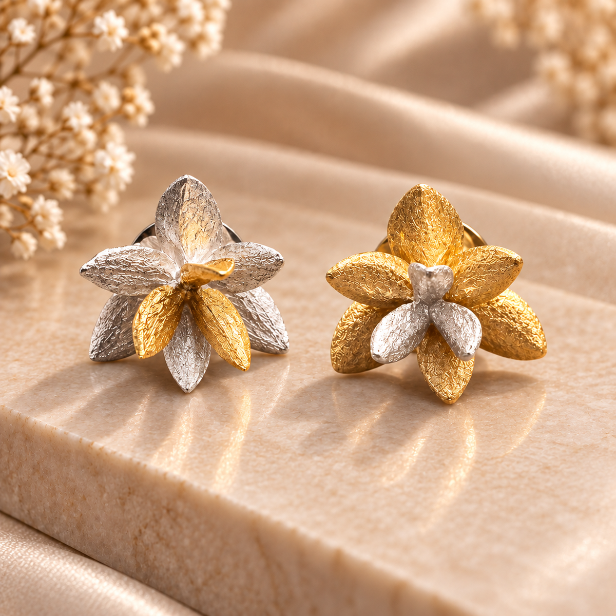 Petal Bloom Two-Tone Flower Pin