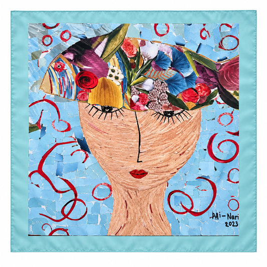 Narine Chilingaryan Floral Portrait Art Scarf