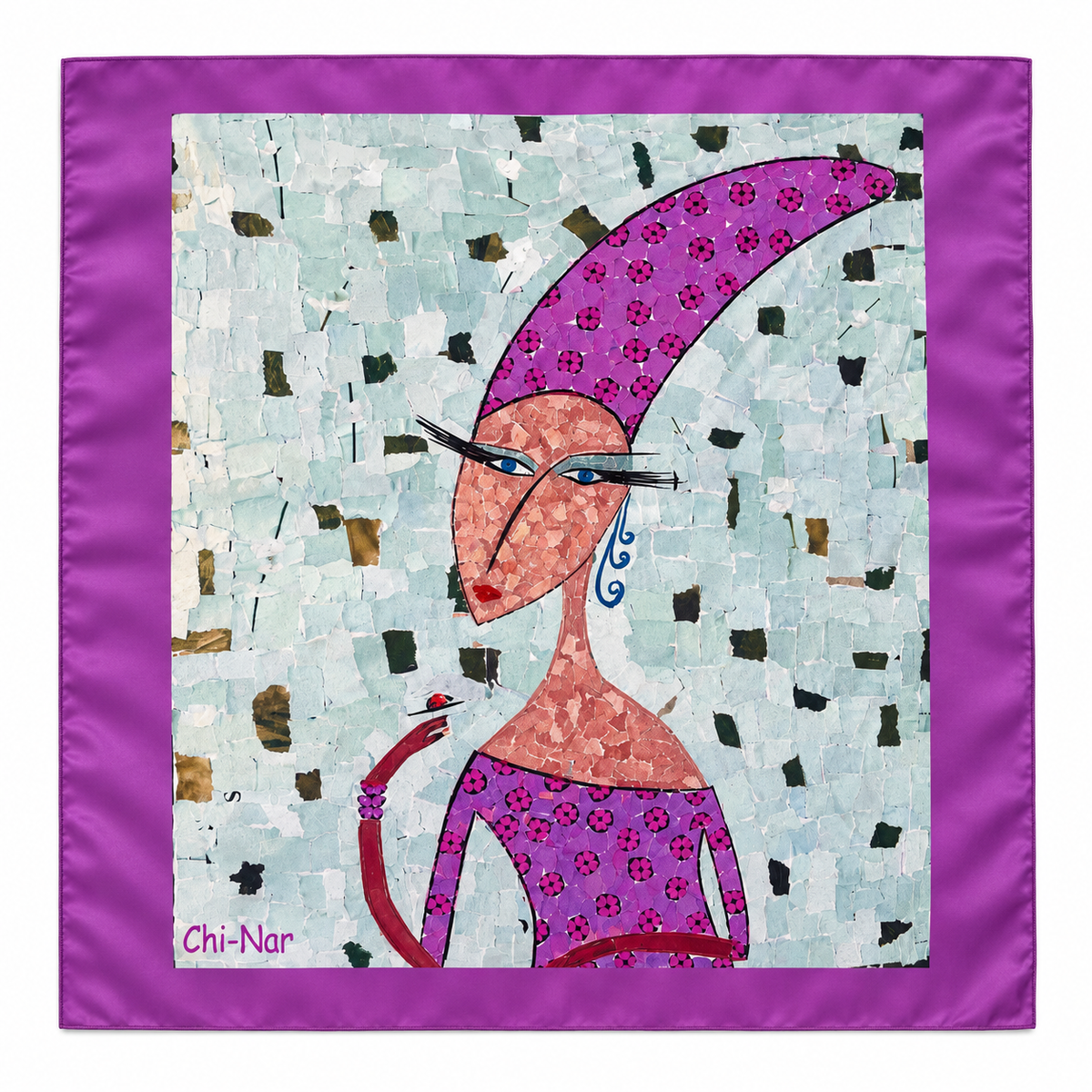 Narine Chilingaryan Fruit Portrait Scarf – Fuchsia