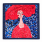 Narine Chilingaryan Red Portrait Art Scarf – Navy
