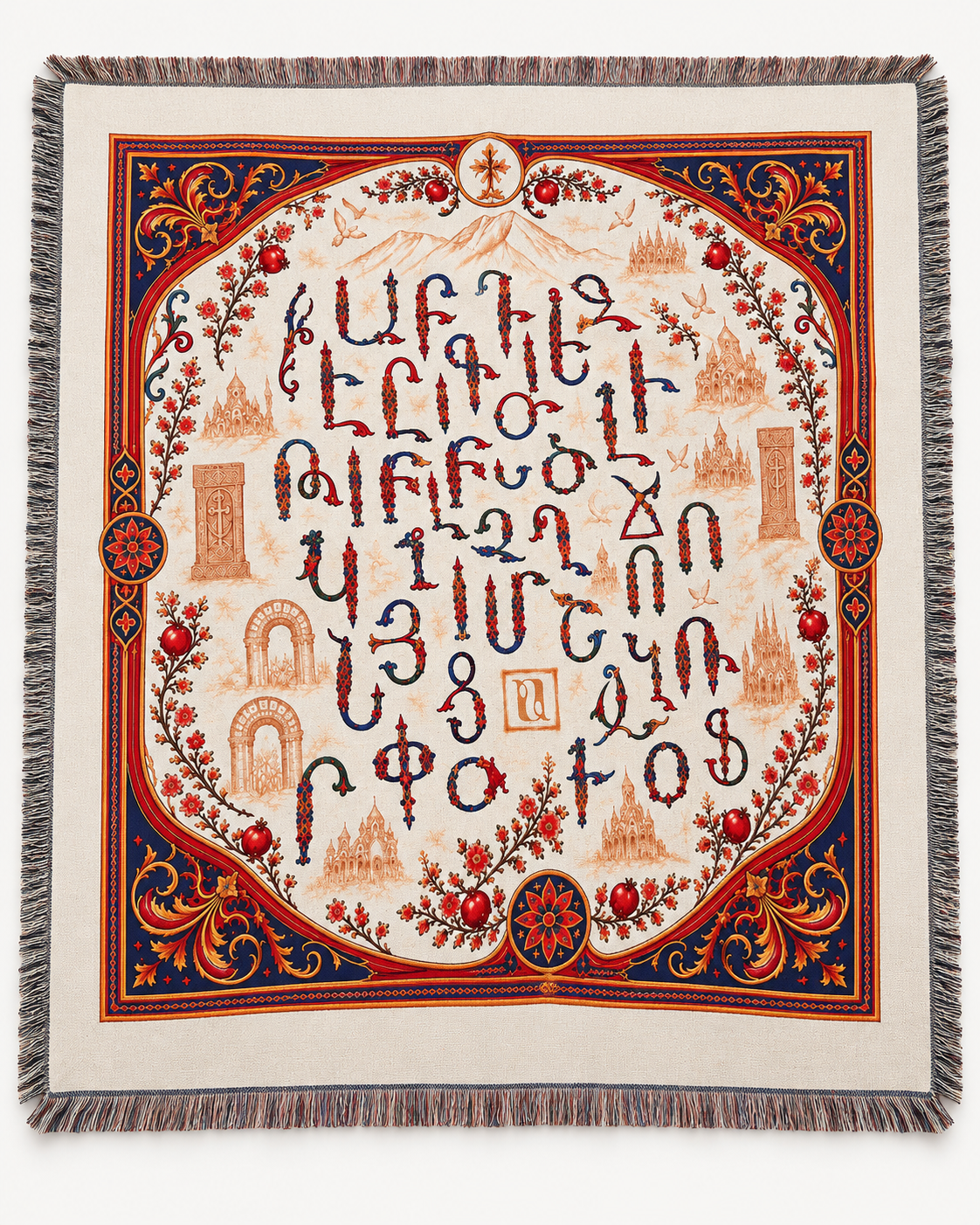 Letters & Khachkars of Armenia Woven Blanket
