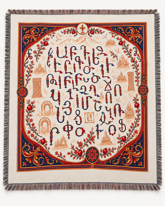 Letters & Khachkars of Armenia Woven Blanket