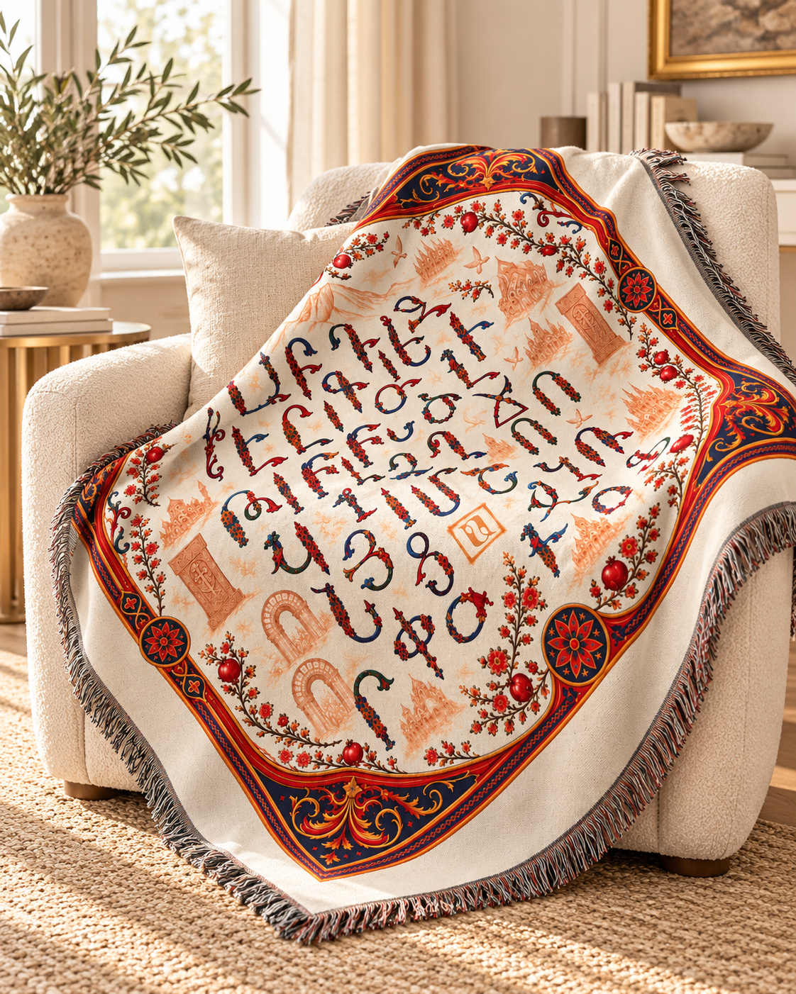 Letters & Khachkars of Armenia Woven Blanket
