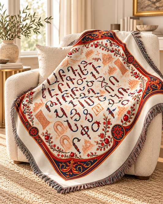 Letters & Khachkars of Armenia Woven Blanket