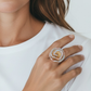 Soft Pink & Blue Mix Gaia Floral Handmade Crochet Ring