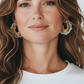 Aqua Blue & Gold Rio Hoops Handmade Crochet Earrings
