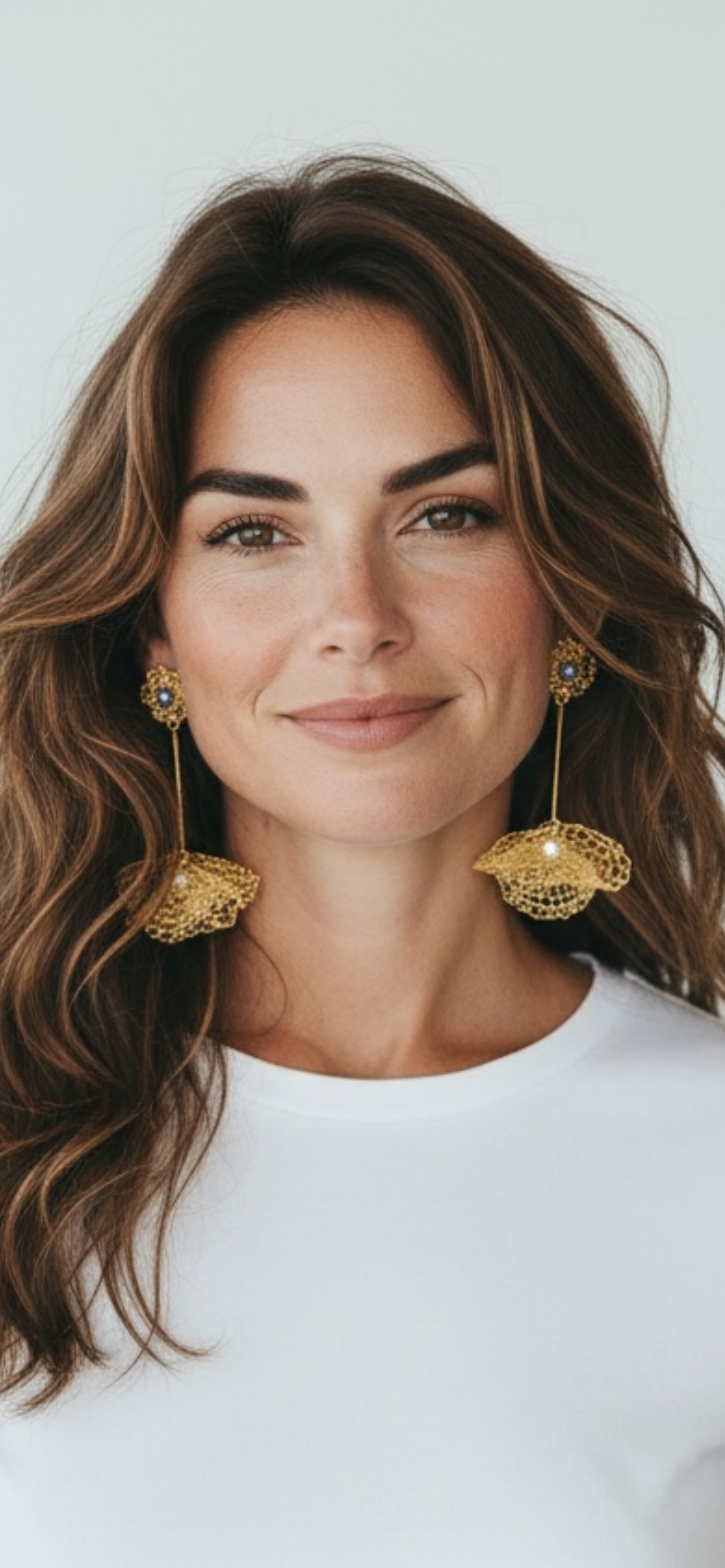Blue & Gold Nalu Maxi Dangle Handmade Crochet Earrings