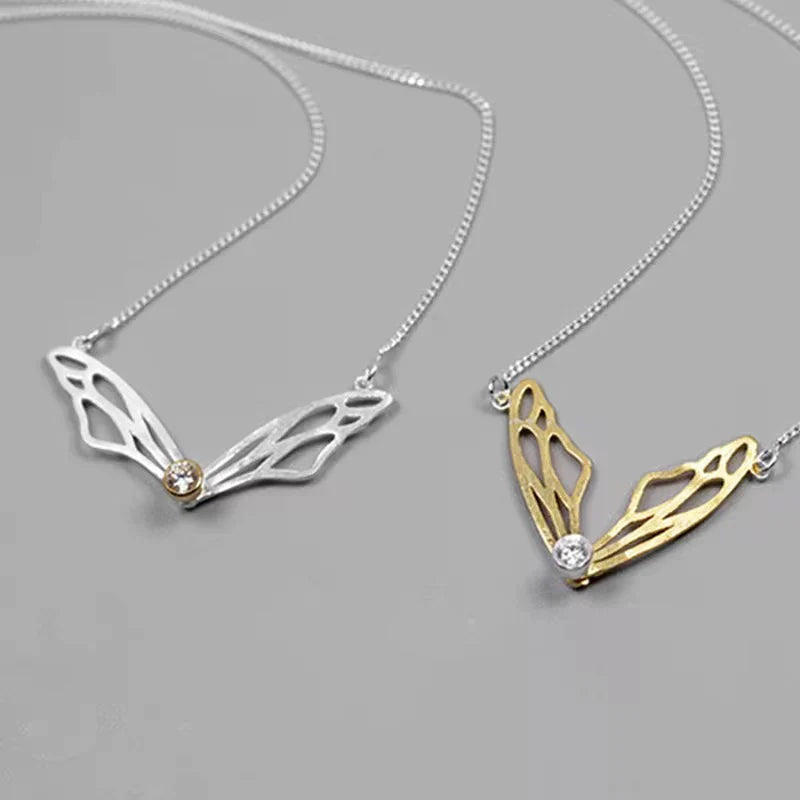 Celestial Butterfly Wings Necklace – Gold & Silver