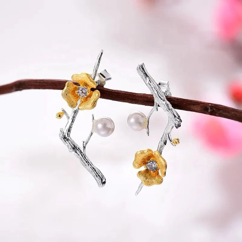 Enchanted Blossom Pearl Branch Earrings