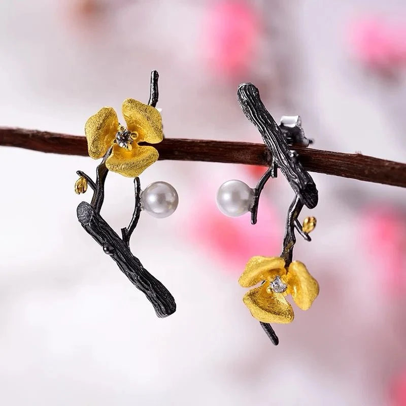Enchanted Blossom Pearl Branch Earrings