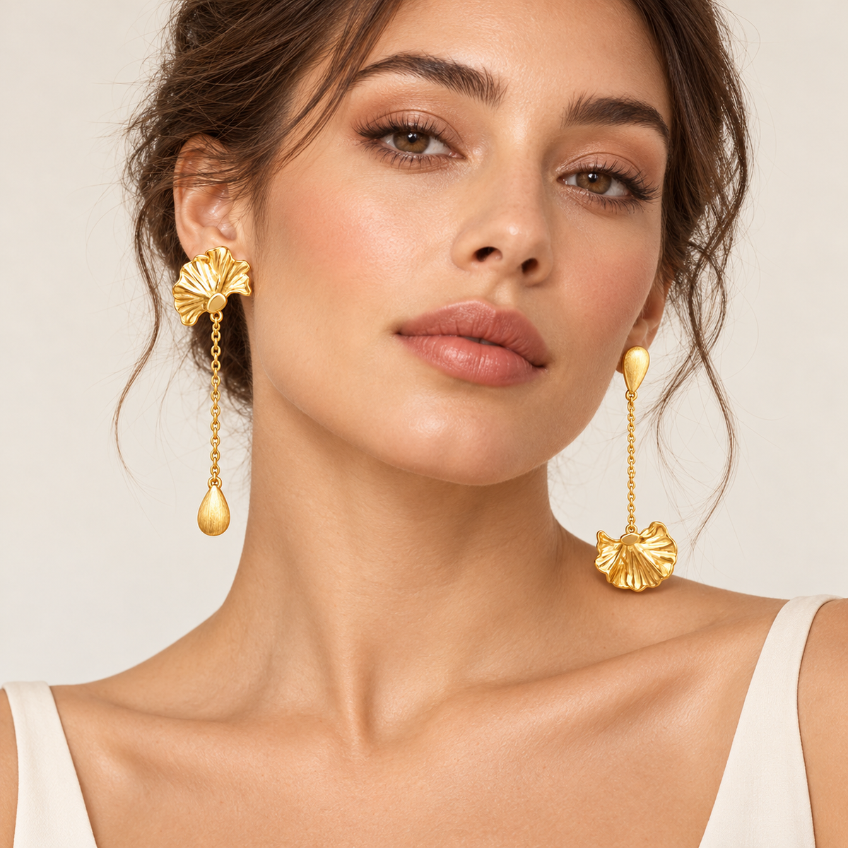 Asymmetric Floral Drop Earrings