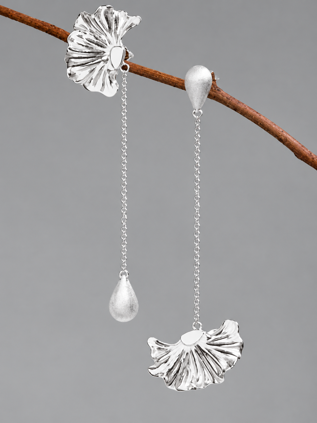 Asymmetric Floral Drop Earrings