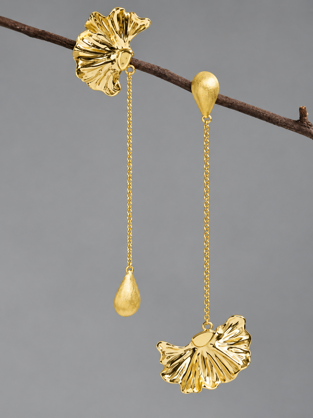 Asymmetric Floral Drop Earrings